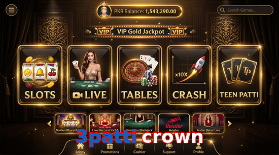 Main screen of 3Patti Crown casino page for PK players